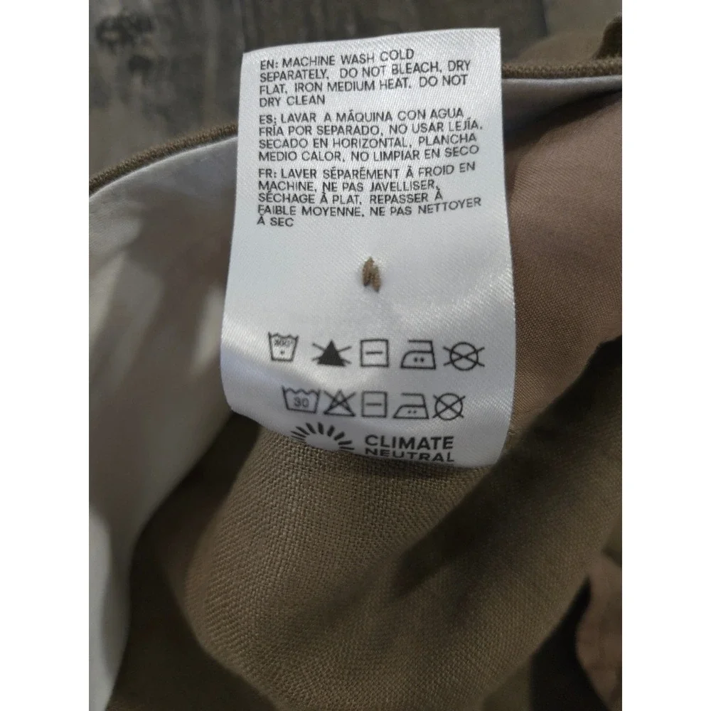 Reformation Olina Wide Leg Rich 100% Linen Pants Khaki Brown Muted Taupe Size 8